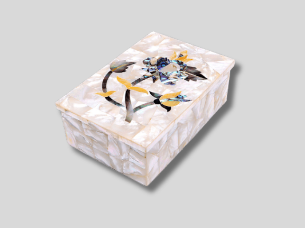 Elegant Marble Gift Jewelry Box MOP Inlay Artwork Centerpiece Decor